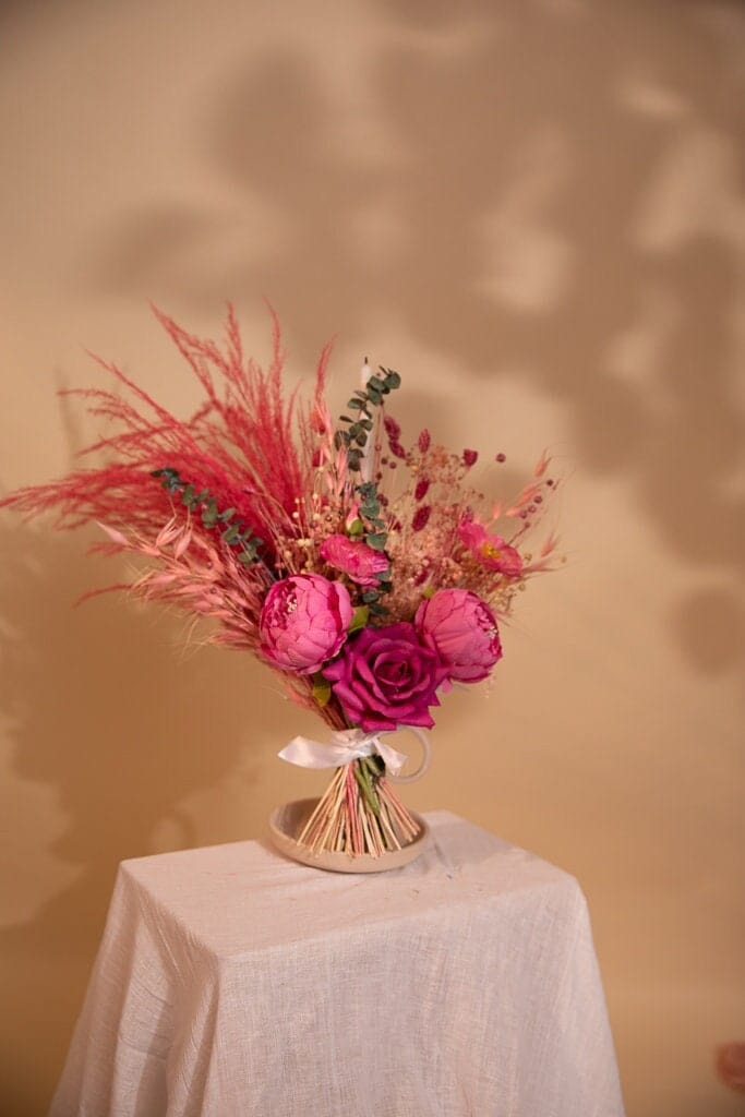 hiddenbotanicsweddings Bouquets Dried & Artificial Flowers Bridal Bouquet - Hot Pink & Green
