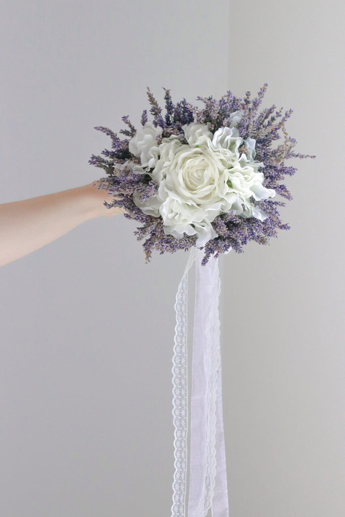 hiddenbotanicsweddings Bouquets Dried & Artificial Flowers Bridal Bouquet - Lavender Purple & White