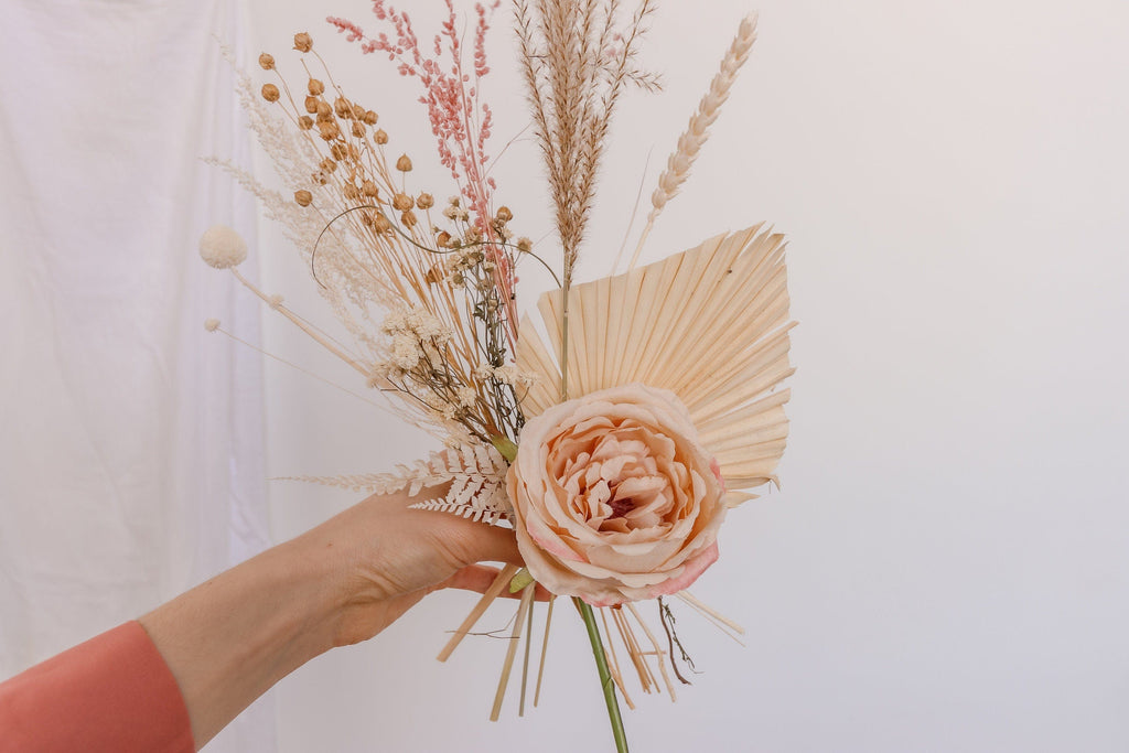 hiddenbotanicsweddings Bouquets Dried & Artificial Flowers Bridal Bouquet - Light Peach & White
