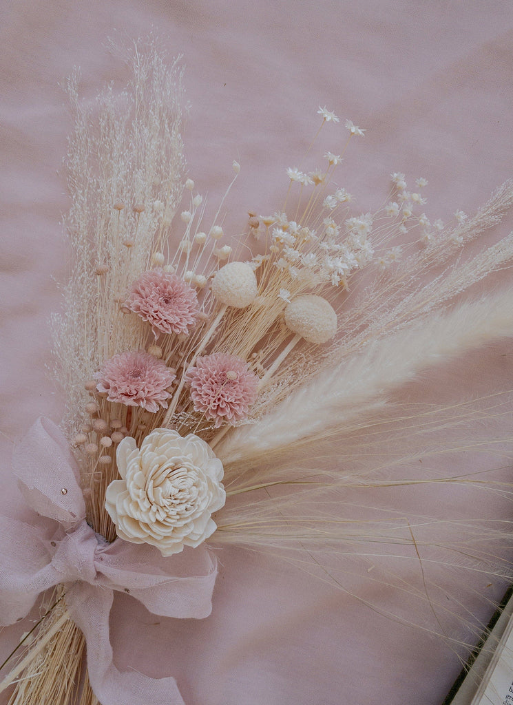 hiddenbotanicsweddings Bouquets Dried & Artificial Flowers Bridal Bouquet - Off-White & Pink