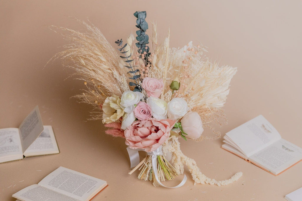 hiddenbotanicsweddings Bouquets Dried & Artificial Flowers Bridal Bouquet - Sandy Cream & Pink