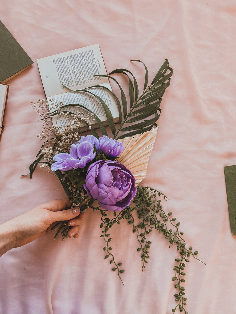 hiddenbotanicsweddings Bouquets Dried & Artificial Flowers Bridal Bouquet - Tropical Green & Purple