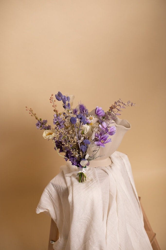 hiddenbotanicsweddings Bouquets Dried & Artificial Flowers Bridal Bouquet - Very Peri Purple & Cream