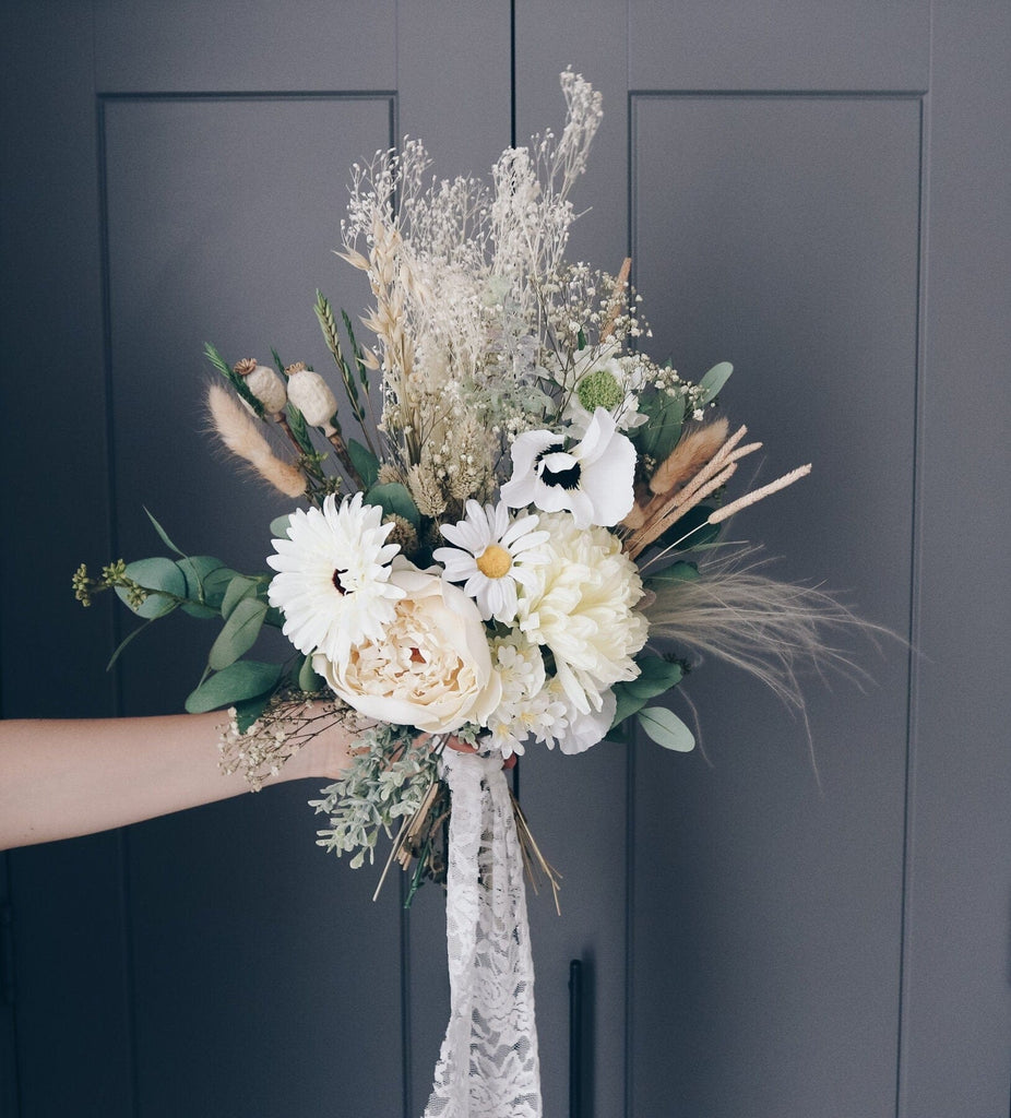 hiddenbotanicsweddings Bouquets Dried & Artificial Flowers Bridal Bouquet - Vintage White & Green