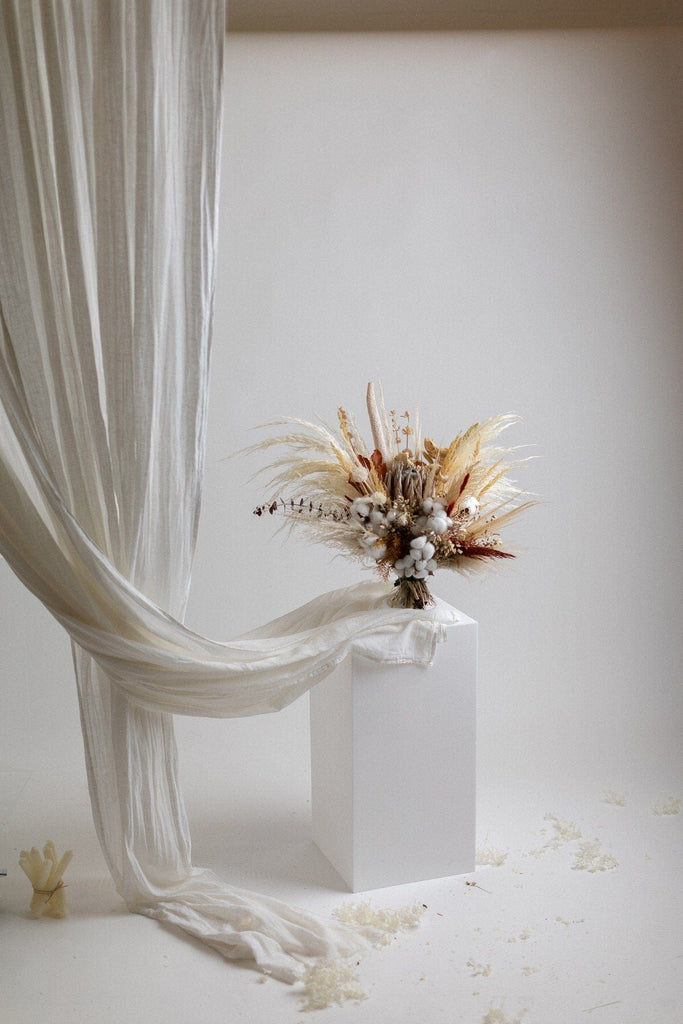 hiddenbotanicsweddings Bouquets Dried Flowers Bridal Bouquet - Autumn Orange & White