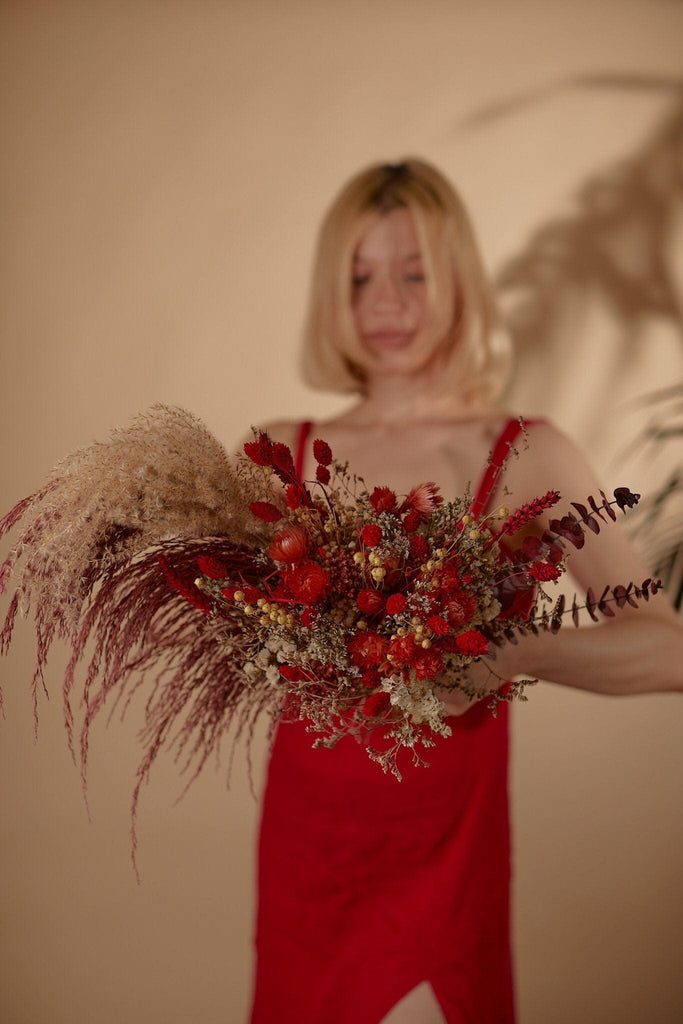 hiddenbotanicsweddings Bouquets Dried Flowers Bridal Bouquet - Autumn Red & Brown