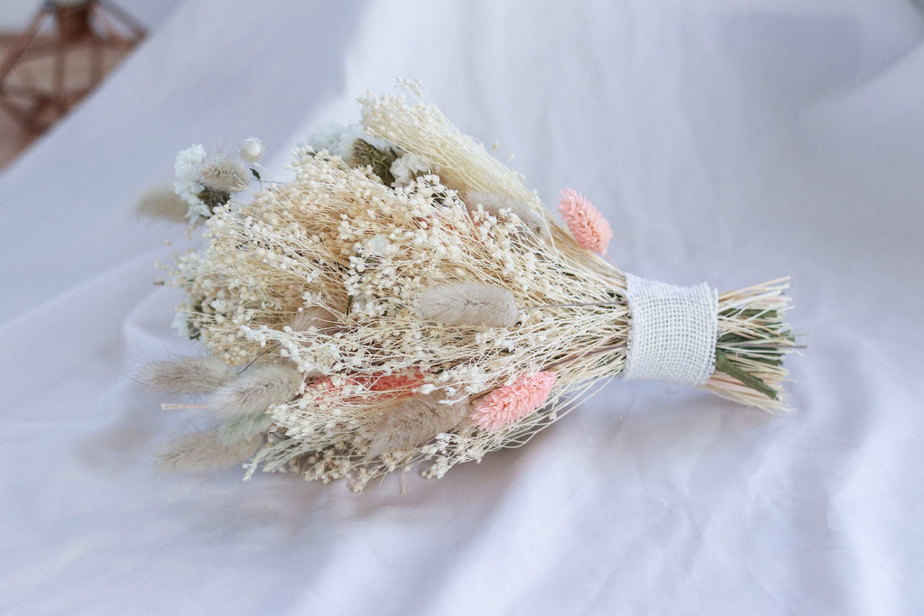 hiddenbotanicsweddings Bouquets Dried Flowers Bridal Bouquet - Bleached White & Pink