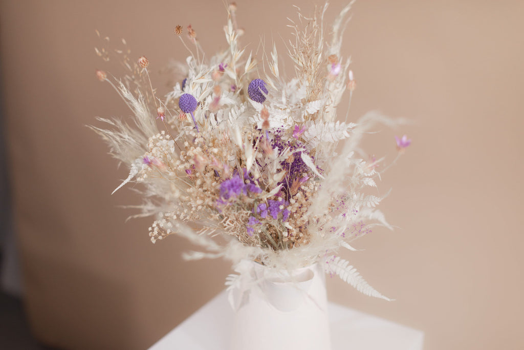 hiddenbotanicsweddings Bouquets Dried Flowers Bridal Bouquet - Bleached White & Purple