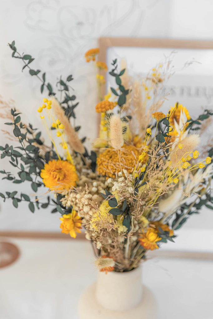 hiddenbotanicsweddings Bouquets Dried Flowers Bridal Bouquet - Bright Yellow & Green