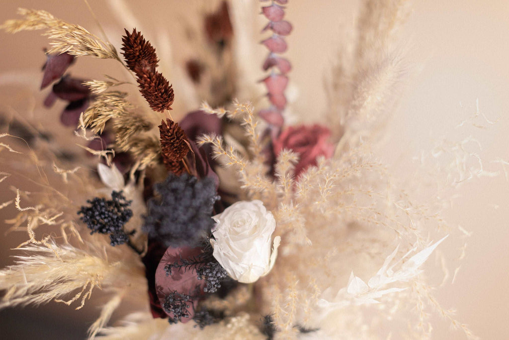 hiddenbotanicsweddings Bouquets Dried Flowers Bridal Bouquet - Burgundy Red & Cream