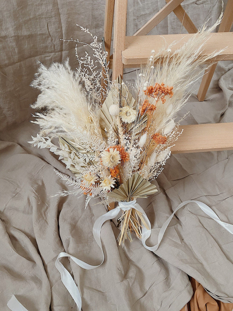 hiddenbotanicsweddings Bouquets Dried Flowers Bridal Bouquet - Burnt Orange & Cream No. 4