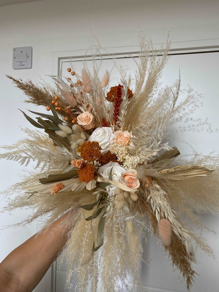 hiddenbotanicsweddings Bouquets Dried Flowers Bridal Bouquet - Burnt Orange & Cream No. 8