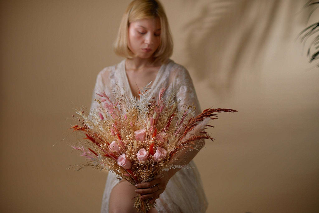 hiddenbotanicsweddings Bouquets Dried Flowers Bridal Bouquet - Burnt Orange & Pink