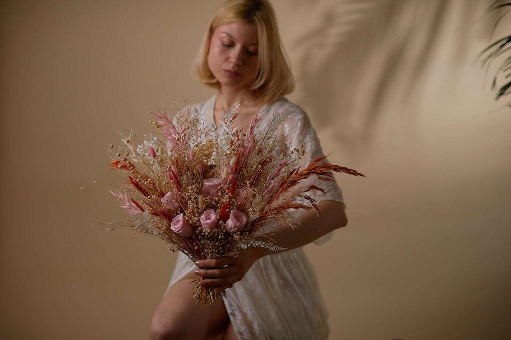 hiddenbotanicsweddings Bouquets Dried Flowers Bridal Bouquet - Burnt Orange & Pink