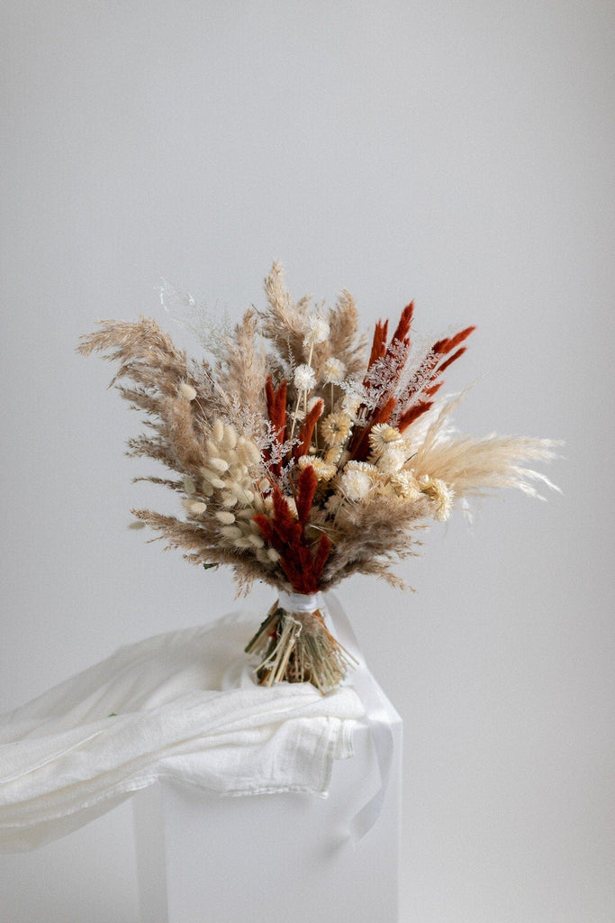 hiddenbotanicsweddings Bouquets Dried Flowers Bridal Bouquet - Burnt Orange & Taupe