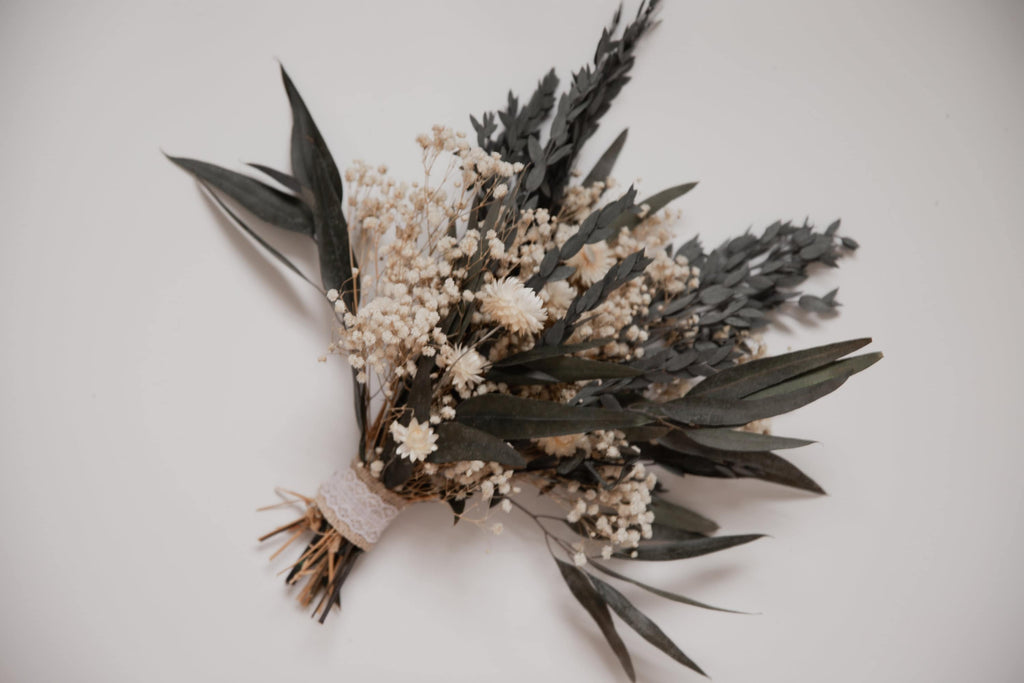 hiddenbotanicsweddings Bouquets Dried Flowers Bridal Bouquet - Eucalyptus Green & Cream