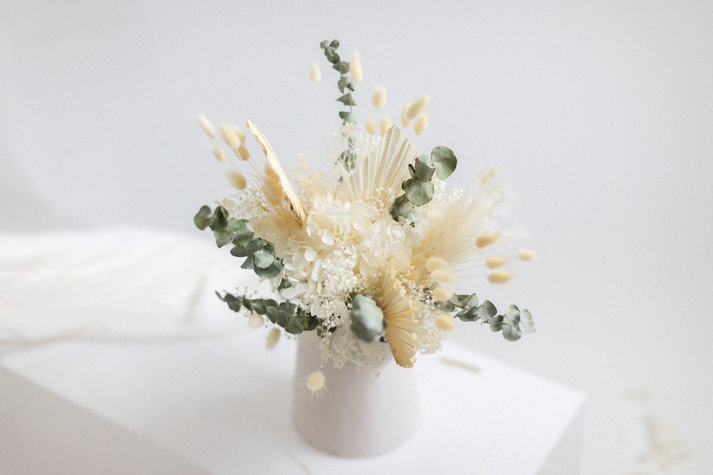 hiddenbotanicsweddings Bouquets Dried Flowers Bridal Bouquet - Ivory White & Green