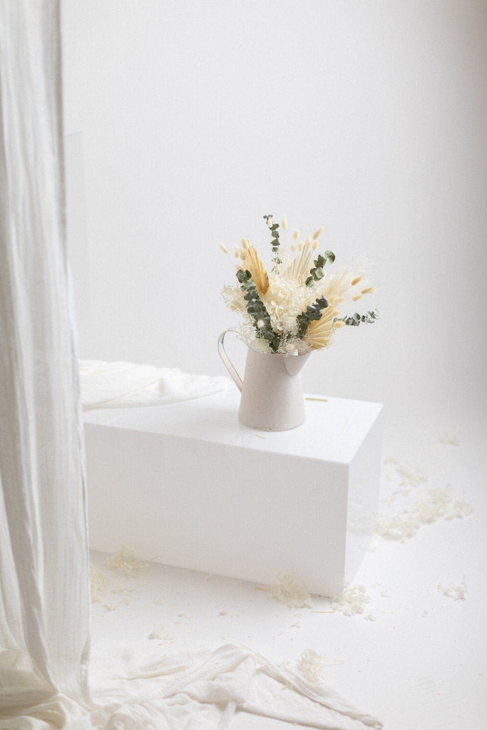 hiddenbotanicsweddings Bouquets Dried Flowers Bridal Bouquet - Ivory White & Green
