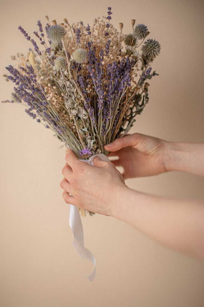 hiddenbotanicsweddings Bouquets Dried Flowers Bridal Bouquet - Lavender Purple & Cream No. 2