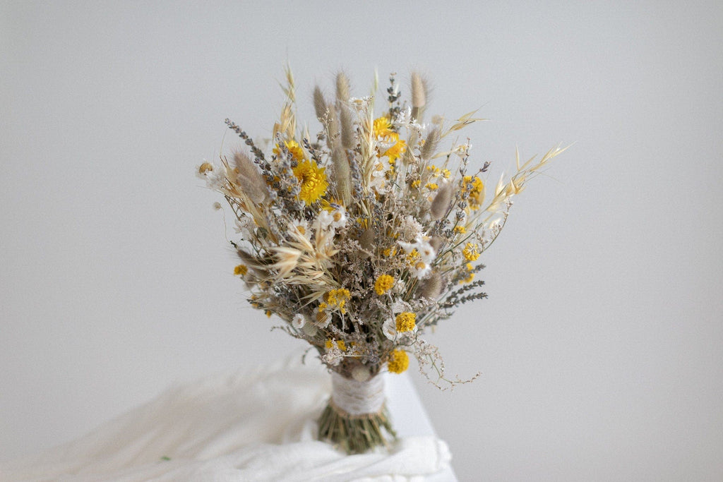 hiddenbotanicsweddings Bouquets Dried Flowers Bridal Bouquet - Light Yellow & Cream