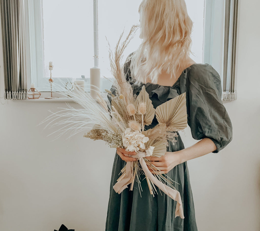 hiddenbotanicsweddings Bouquets Dried Flowers Bridal Bouquet - Off-White & Cream