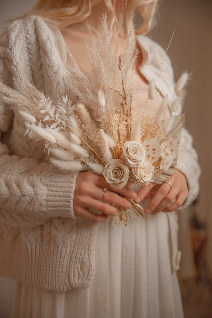 hiddenbotanicsweddings Bouquets Dried Flowers Bridal Bouquet - Off-White & Cream No. 1