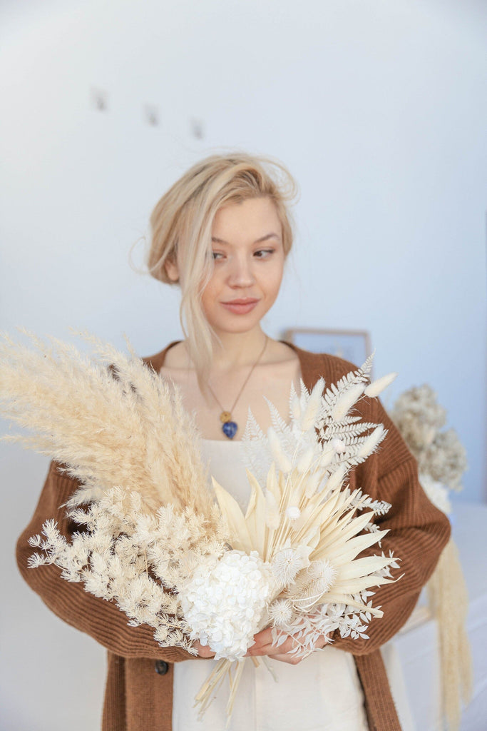 hiddenbotanicsweddings Bouquets Dried Flowers Bridal Bouquet - Off-White & Cream No. 2