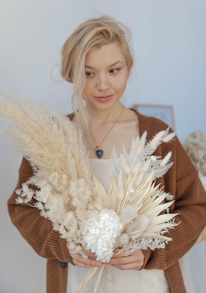 hiddenbotanicsweddings Bouquets Dried Flowers Bridal Bouquet - Off-White & Cream No. 2