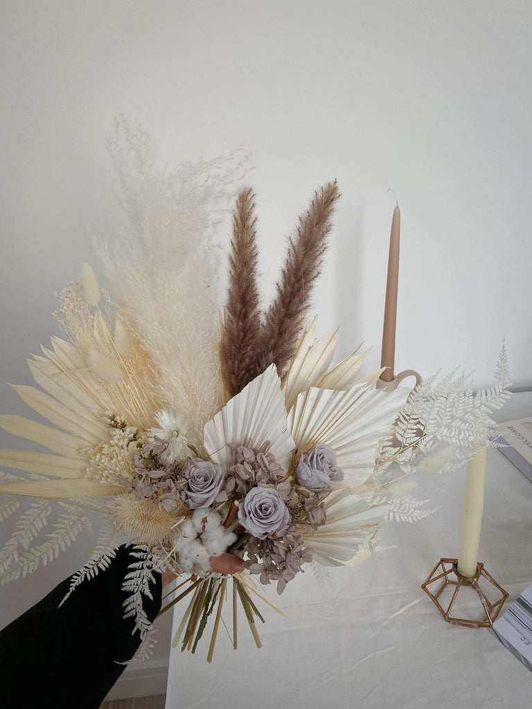 hiddenbotanicsweddings Bouquets Dried Flowers Bridal Bouquet - Off-White & Gray