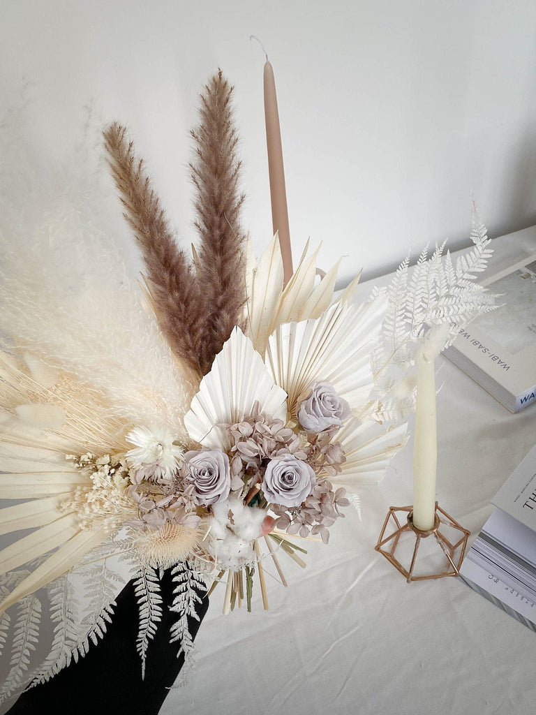 hiddenbotanicsweddings Bouquets Dried Flowers Bridal Bouquet - Off-White & Gray