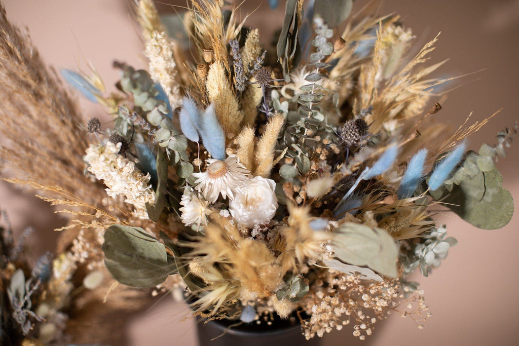 hiddenbotanicsweddings Bouquets Dried Flowers Bridal Bouquet - Pale Blue & Cream