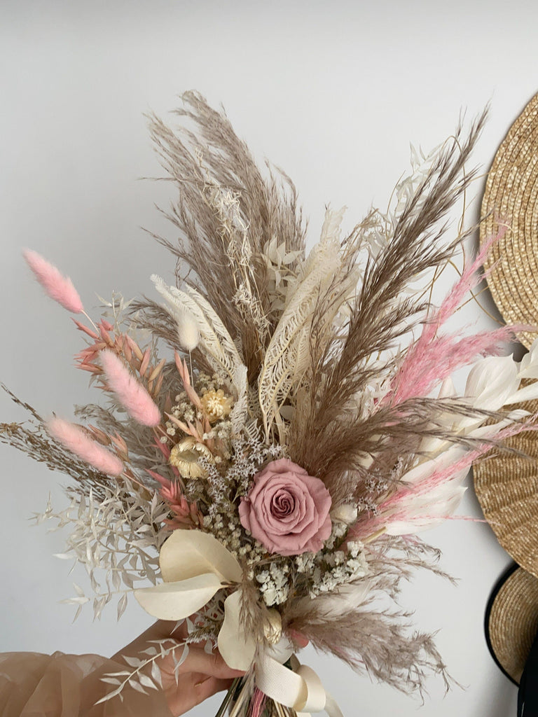 hiddenbotanicsweddings Bouquets Dried Flowers Bridal Bouquet - Sandy Cream & Blush Pink