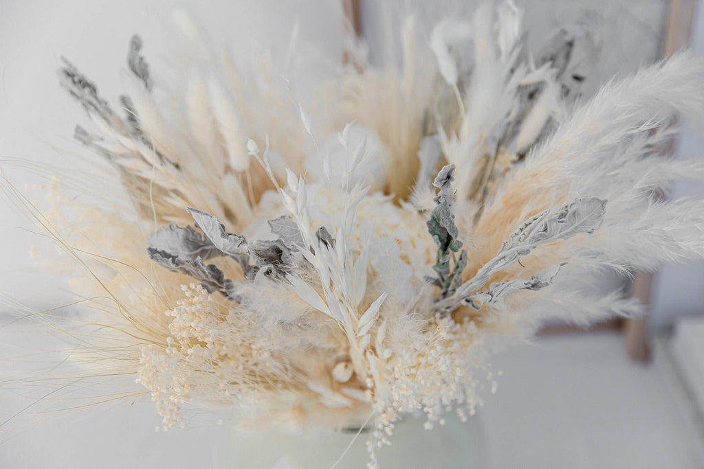 hiddenbotanicsweddings Bouquets Dried Flowers Bridal Bouquet - Sandy Cream & Gray