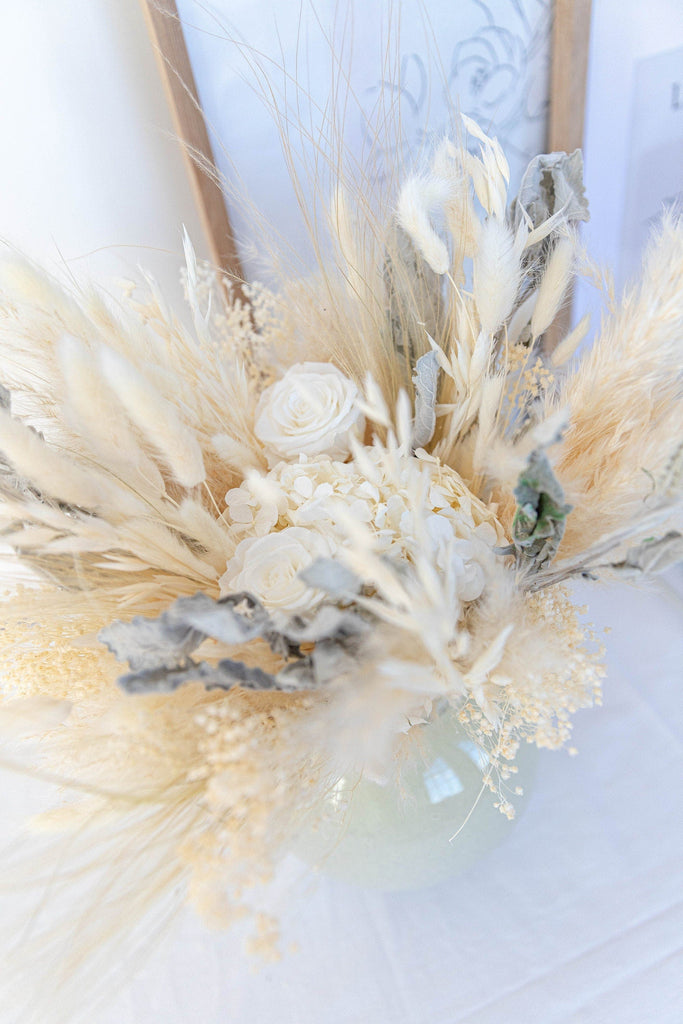hiddenbotanicsweddings Bouquets Dried Flowers Bridal Bouquet - Sandy Cream & Gray