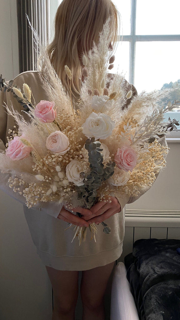hiddenbotanicsweddings Bouquets Dried Flowers Bridal Bouquet - Sandy Cream & Pastel Pink