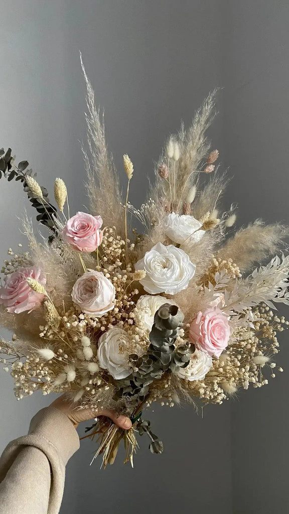 hiddenbotanicsweddings Bouquets Dried Flowers Bridal Bouquet - Sandy Cream & Pastel Pink