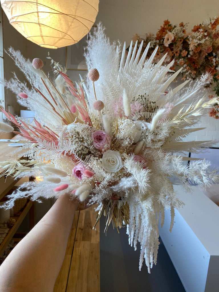hiddenbotanicsweddings Bouquets Dried Flowers Bridal Bouquet - Sandy Cream & Pink