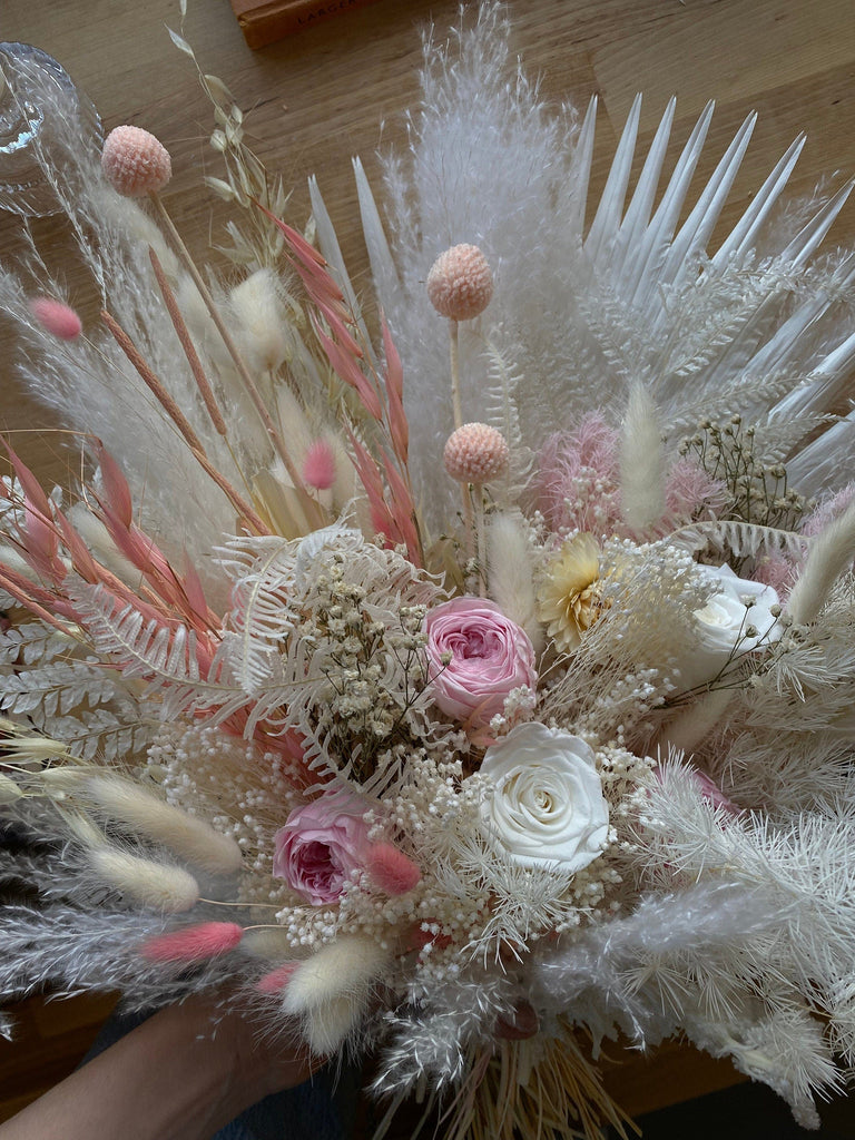 hiddenbotanicsweddings Bouquets Dried Flowers Bridal Bouquet - Sandy Cream & Pink
