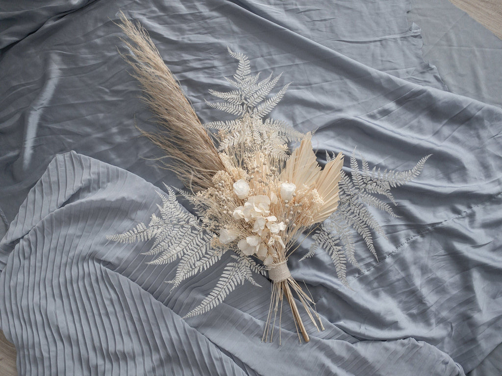 hiddenbotanicsweddings Bouquets Dried Flowers Bridal Bouquet - Sandy Cream & White No. 1