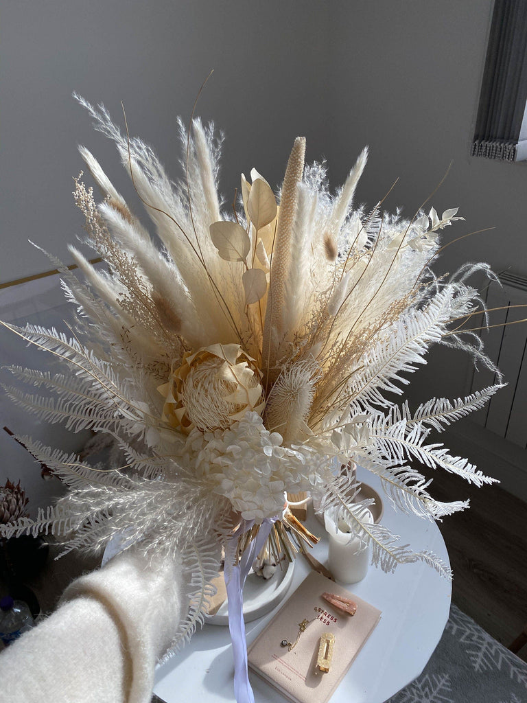 hiddenbotanicsweddings Bouquets Dried Flowers Bridal Bouquet - Sandy Cream & White No. 3