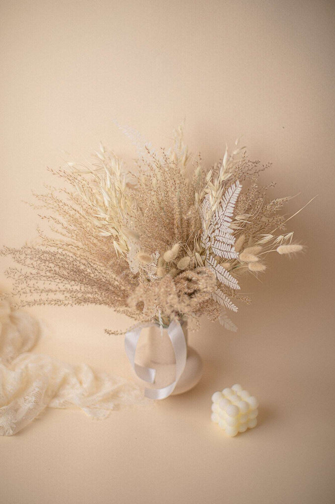 hiddenbotanicsweddings Bouquets Dried Flowers Bridal Bouquet - Sandy Cream & White No. 4
