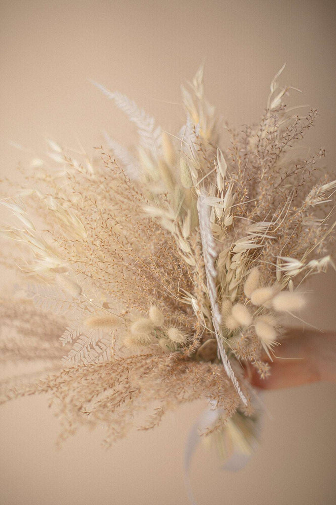 hiddenbotanicsweddings Bouquets Dried Flowers Bridal Bouquet - Sandy Cream & White No. 4