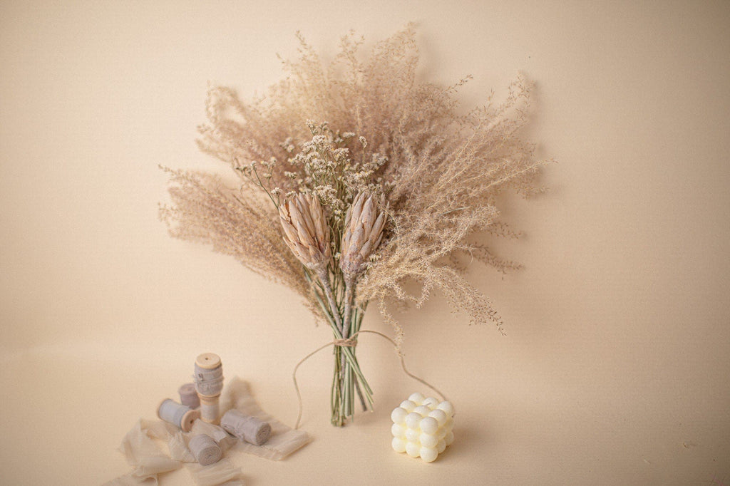 hiddenbotanicsweddings Bouquets Dried Flowers Bridal Bouquet - Sandy Cream & White No. 5