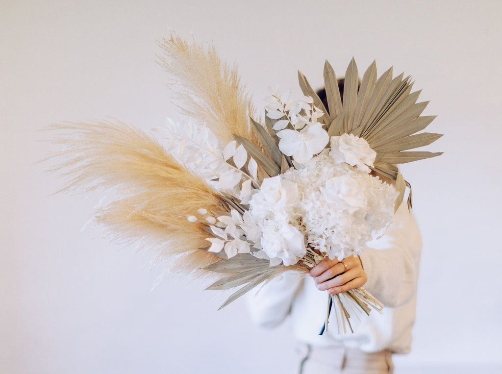 hiddenbotanicsweddings Bouquets Dried Flowers Bridal Bouquet - Snowy White & Cream