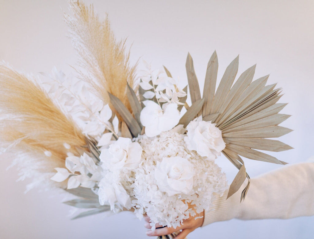 hiddenbotanicsweddings Bouquets Dried Flowers Bridal Bouquet - Snowy White & Cream