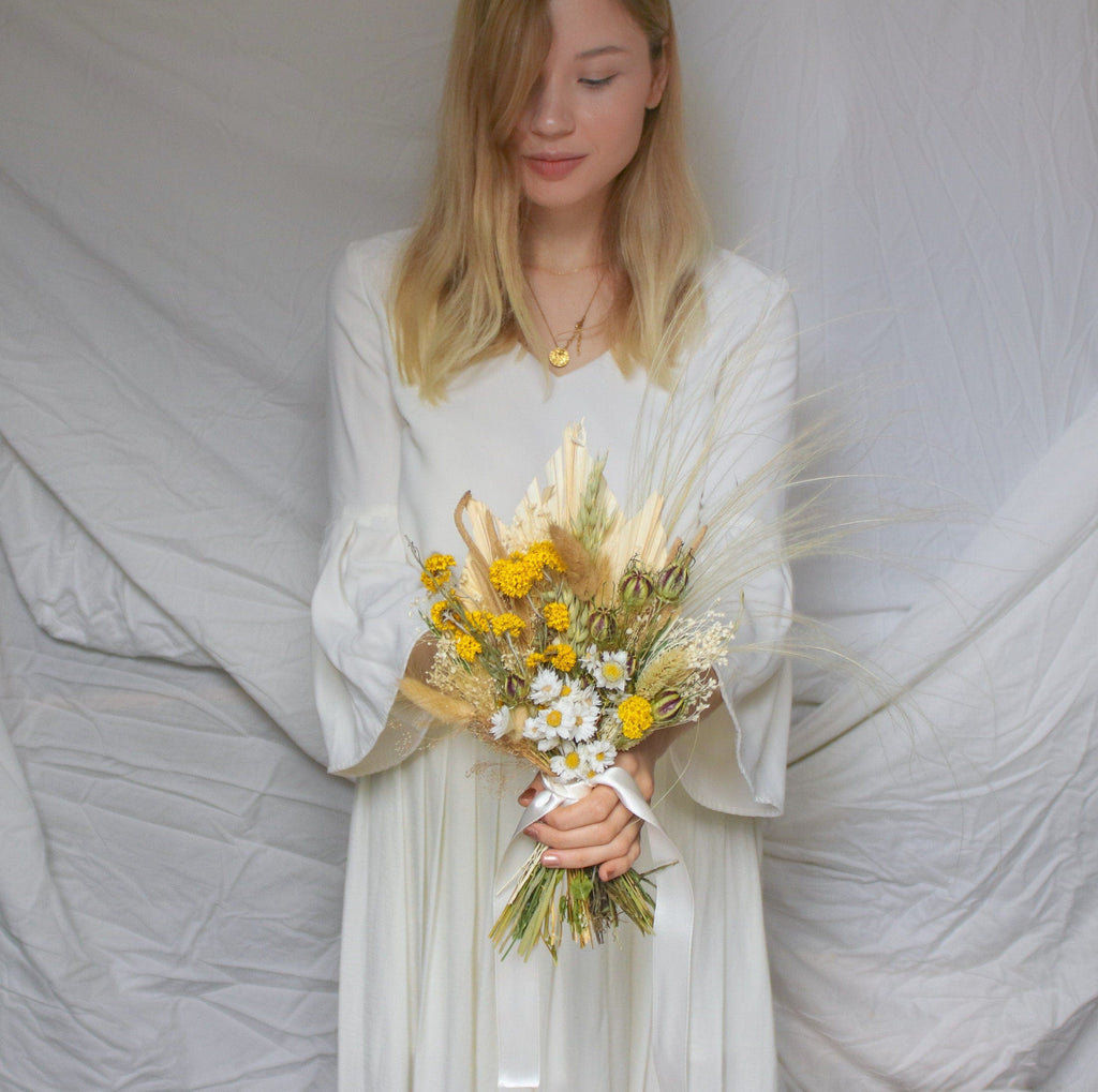 hiddenbotanicsweddings Bouquets Dried Flowers Bridal Bouquet - Spring Yellow & Cream