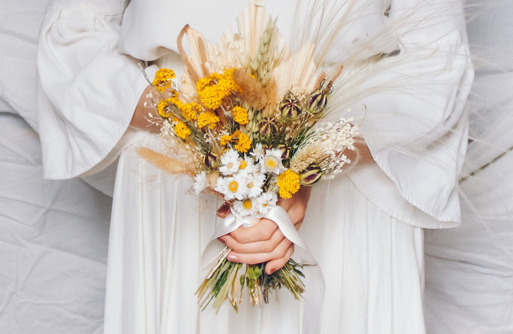 hiddenbotanicsweddings Bouquets Dried Flowers Bridal Bouquet - Spring Yellow & Cream