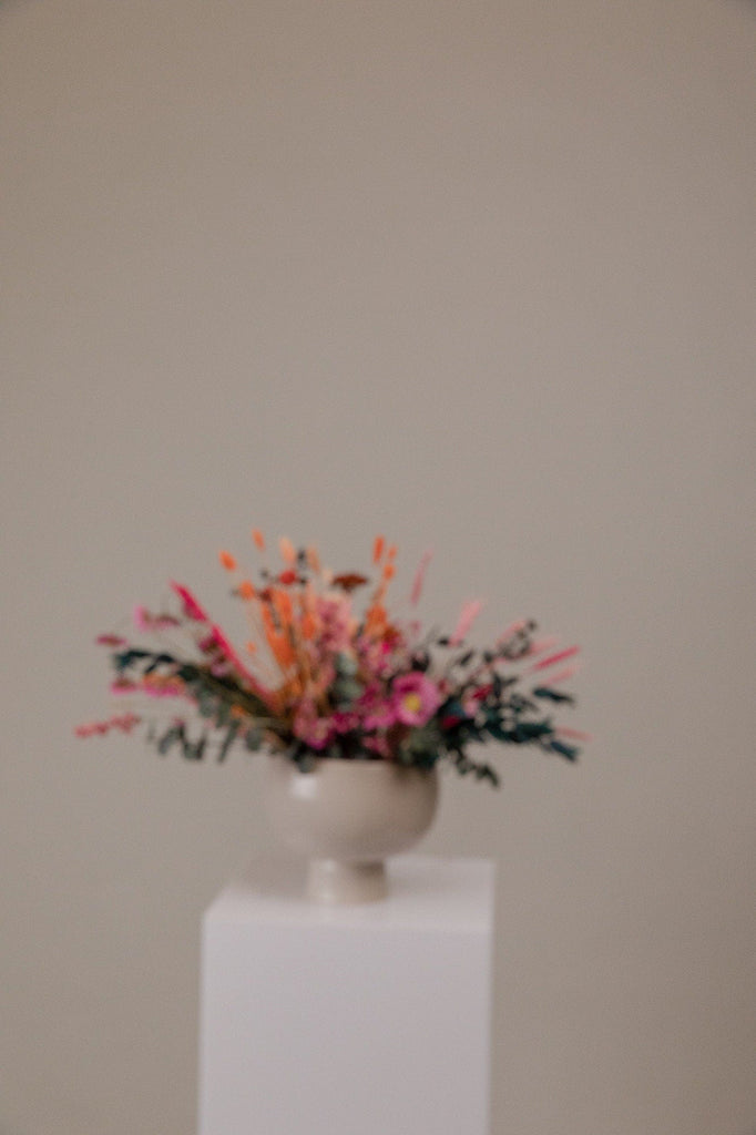 hiddenbotanicsweddings Dried Flowers Pink & Orange Shades With Preserved Eucalyptus Loose Flowers Centerpiece and Vase Arrangement