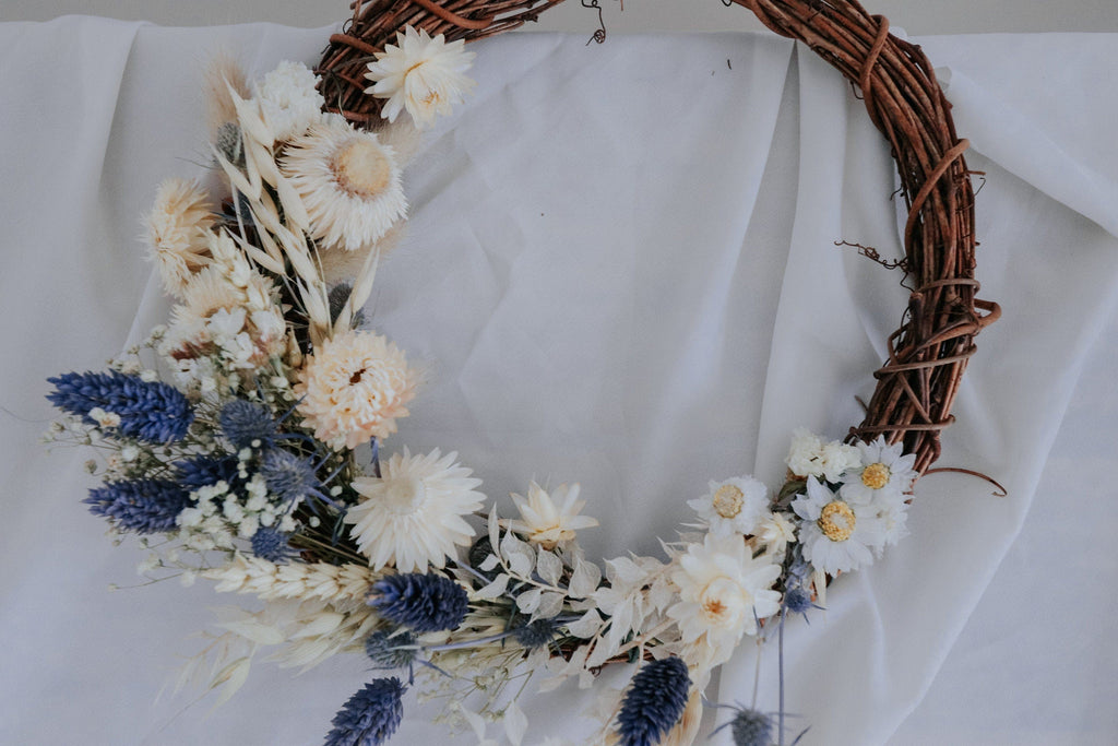 hiddenbotanicsweddings Floral Home Decorations Dried Flowers Farmhouse Wreath /  Front Door Wreath / Wedding Decorations / Hoop Twig