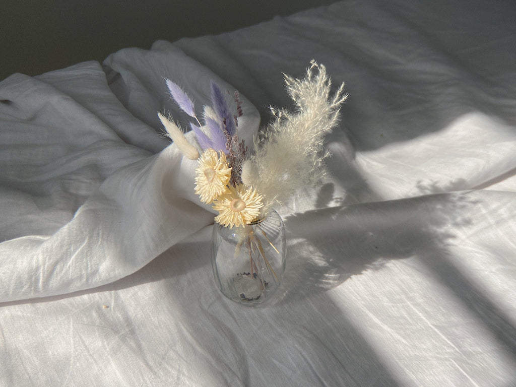 hiddenbotanicsweddings Floral Home Decorations Natural Pastel Lilac Bunny Tails / White Helichrysum Floral Vase Arrangment / White Pampas Grass